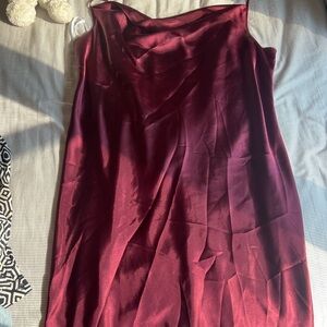Chic Wine Satin Midi Dress